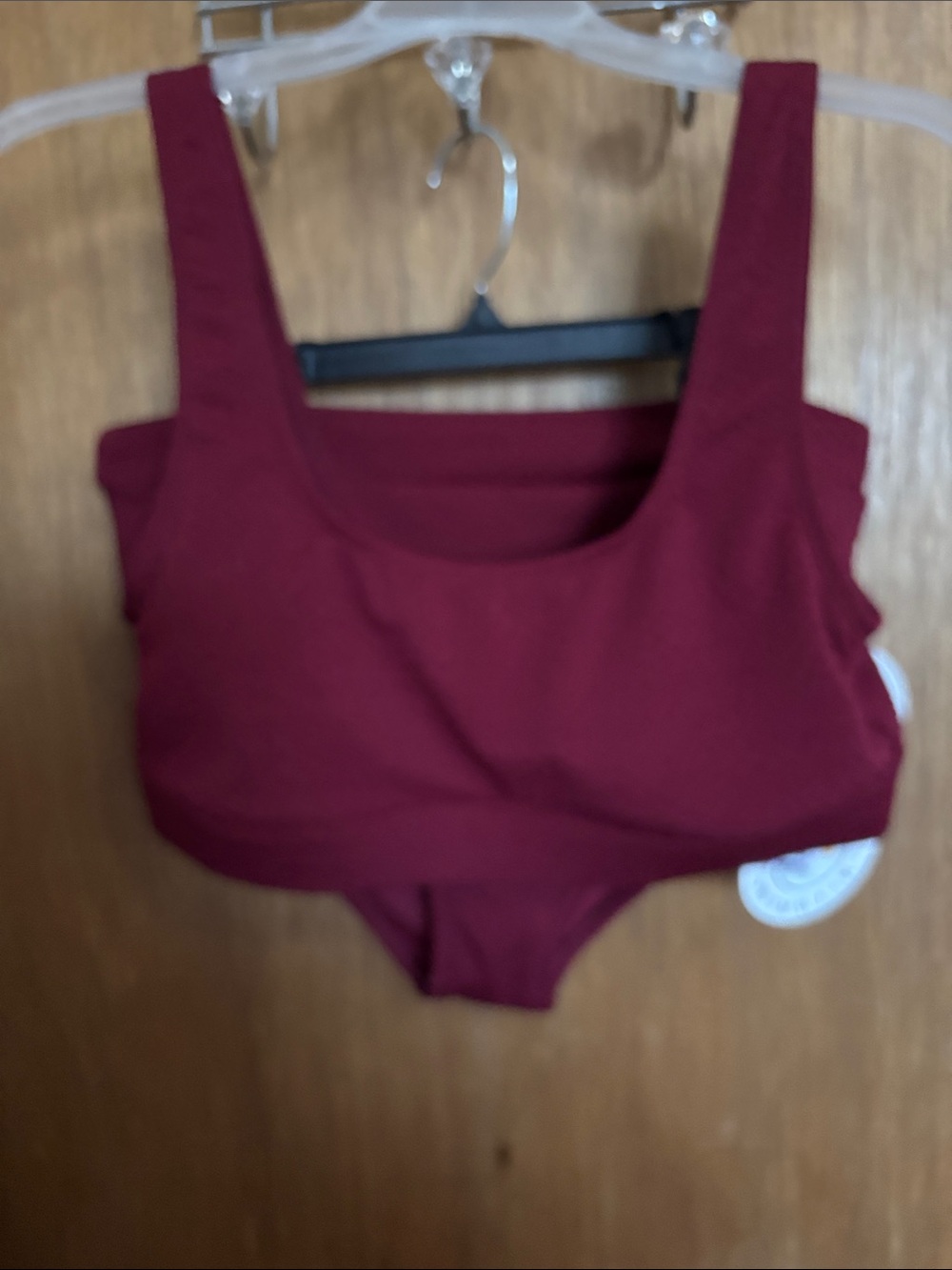 Ash Solid Wine Square-Neck Bikini Set